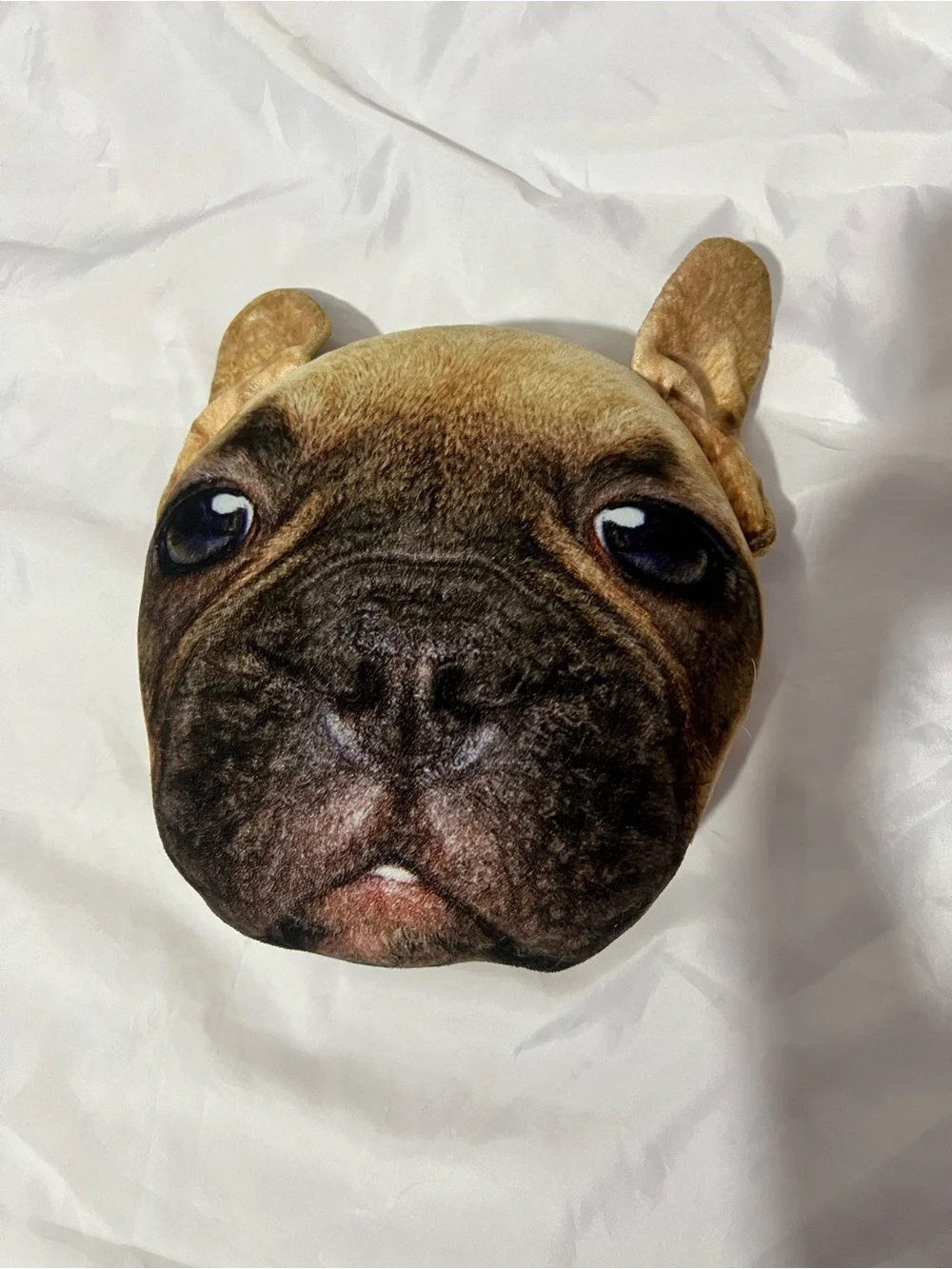 Realistic Pug Face Dog Pillow - Tan and Black Plush Pet Cushion